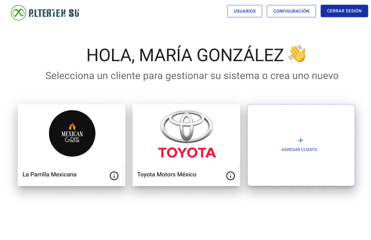 Interfaz de lista clientes