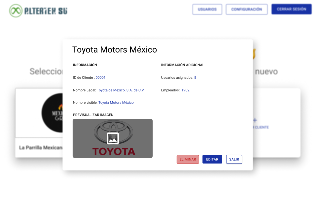 Interfaz de eliminar cliente